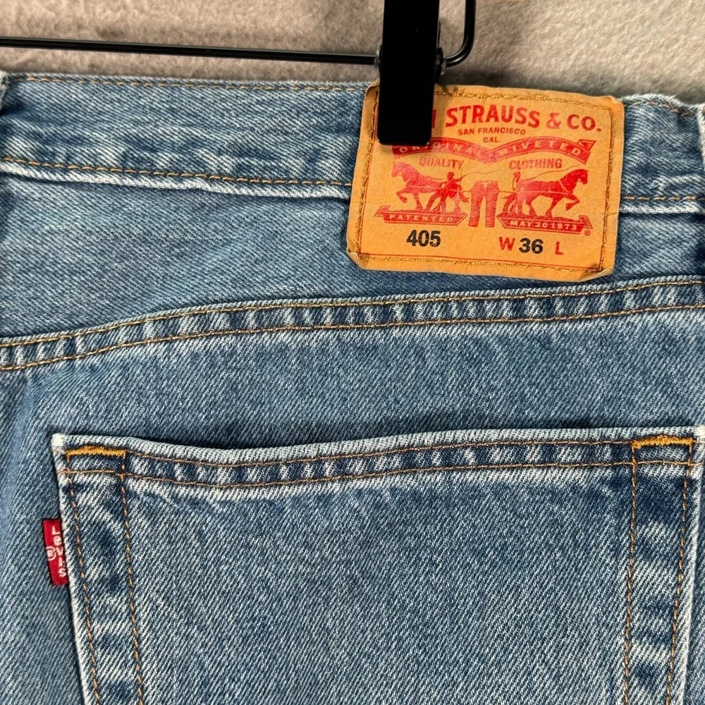 Levis 405 Denim Jeans Shorts Mens 36 Blue Lightwash Jorts Bermuda Classic 9